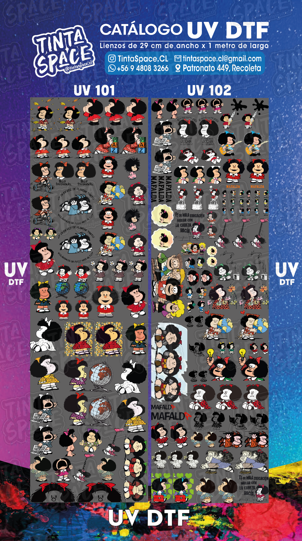 DTF UV — UV 101 y UV 102 (29 × 100 cm)