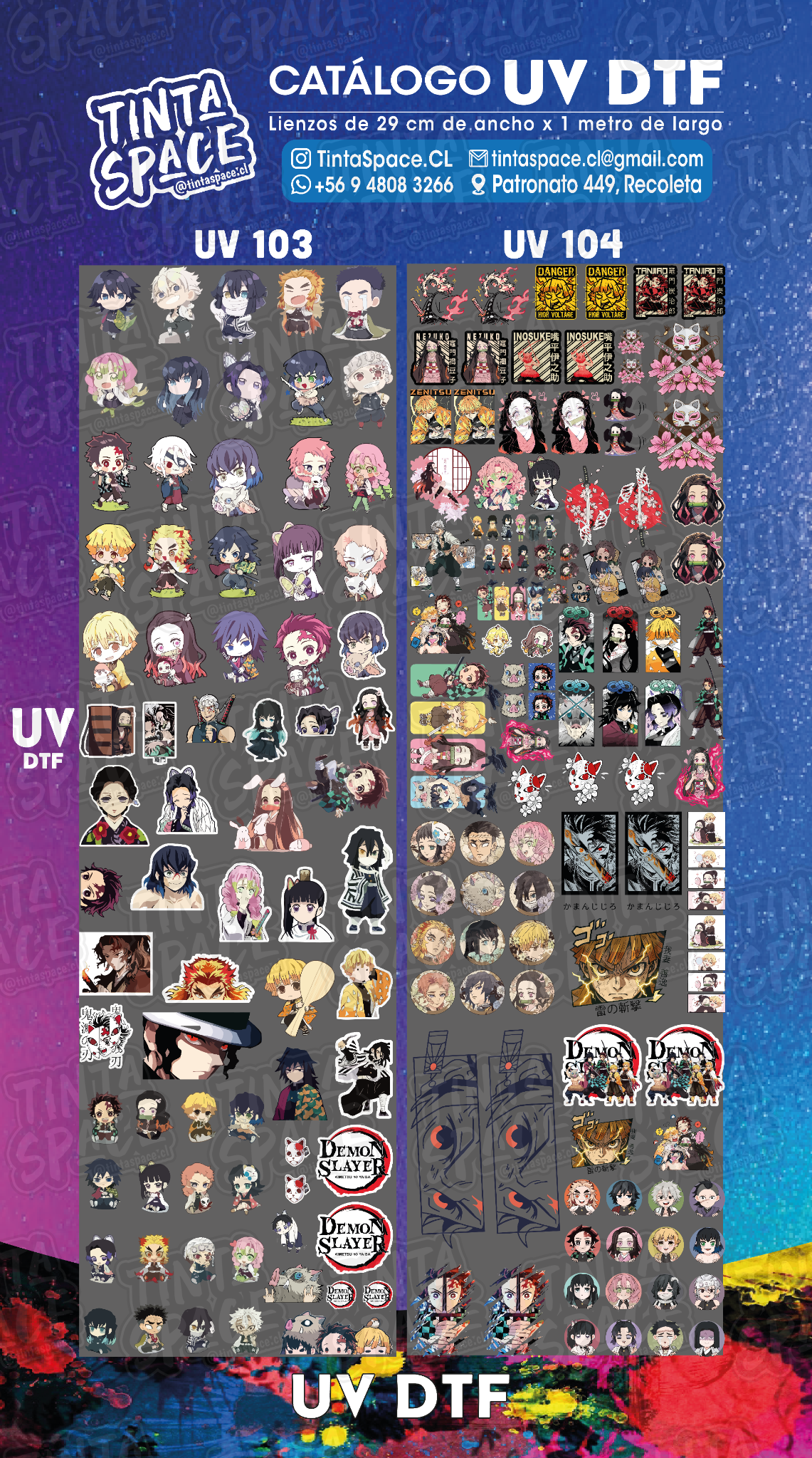 DTF UV — UV 103 y UV 104 (29 × 100 cm)