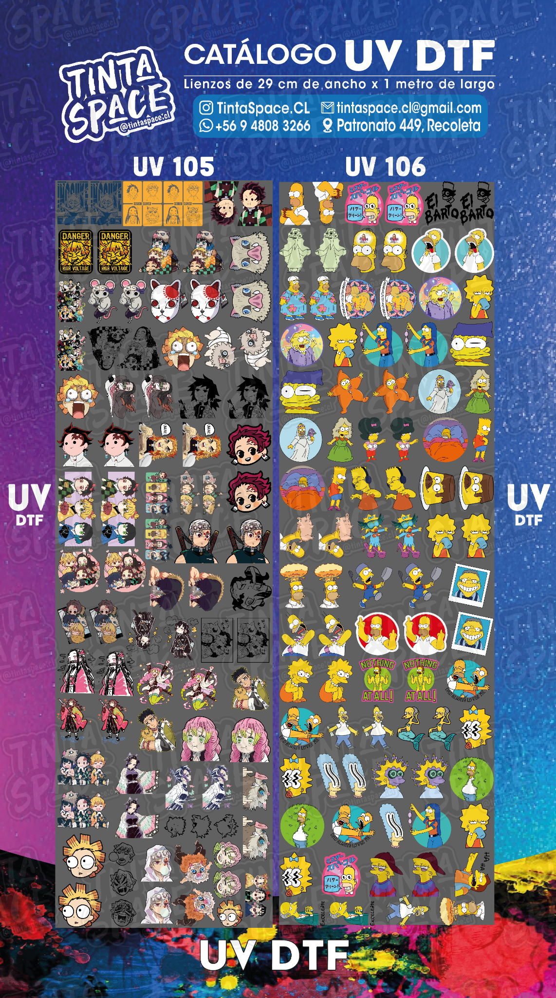 DTF UV — UV 105 y UV 106 (29 × 100 cm)