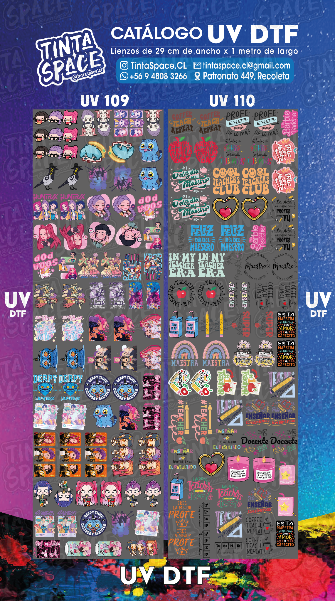 DTF UV — UV 109 y UV 110 (29 × 100 cm)