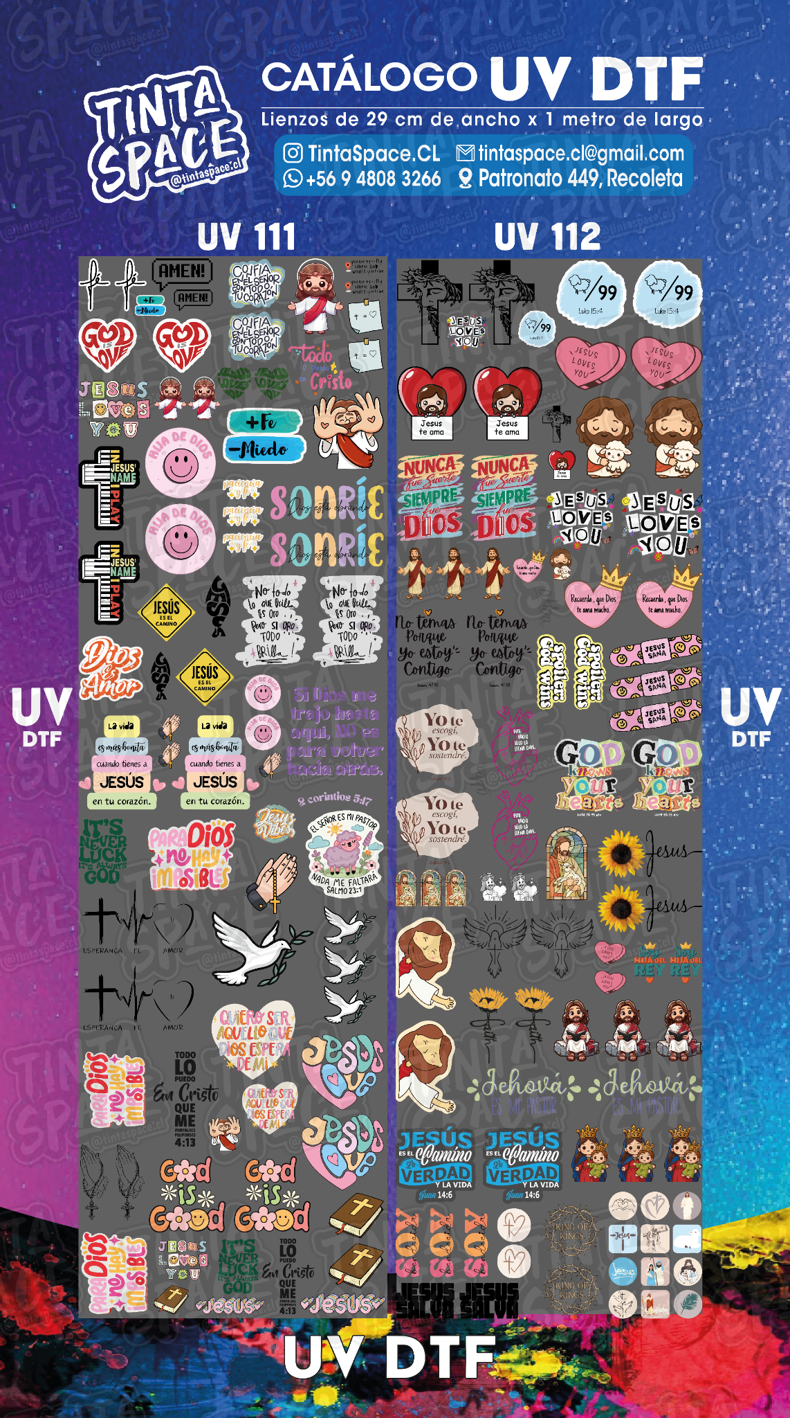 DTF UV — UV 111 y UV 112 (29 × 100 cm)