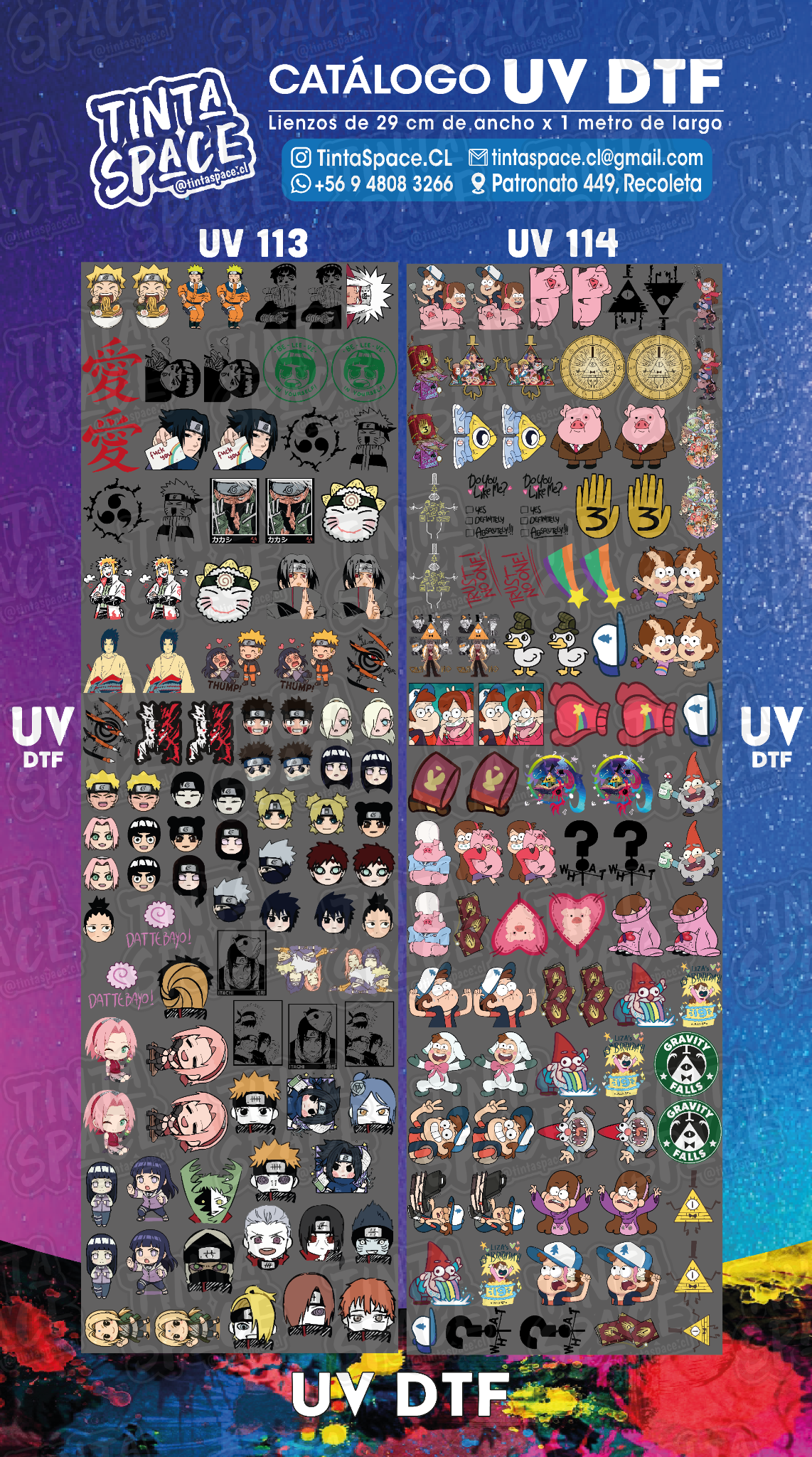 DTF UV — UV 113 y UV 114 (29 × 100 cm)