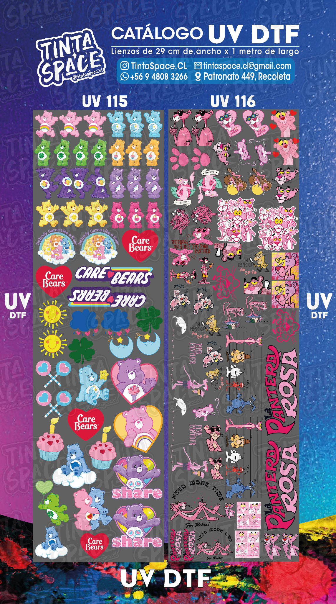 DTF UV — UV 115 y UV 116 (29 × 100 cm)