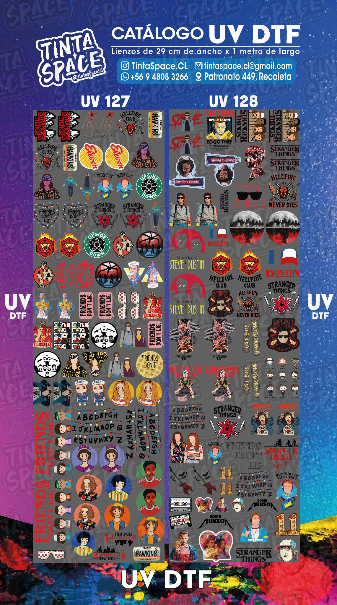 DTF UV — UV 127 y UV 128 (29 × 100 cm)