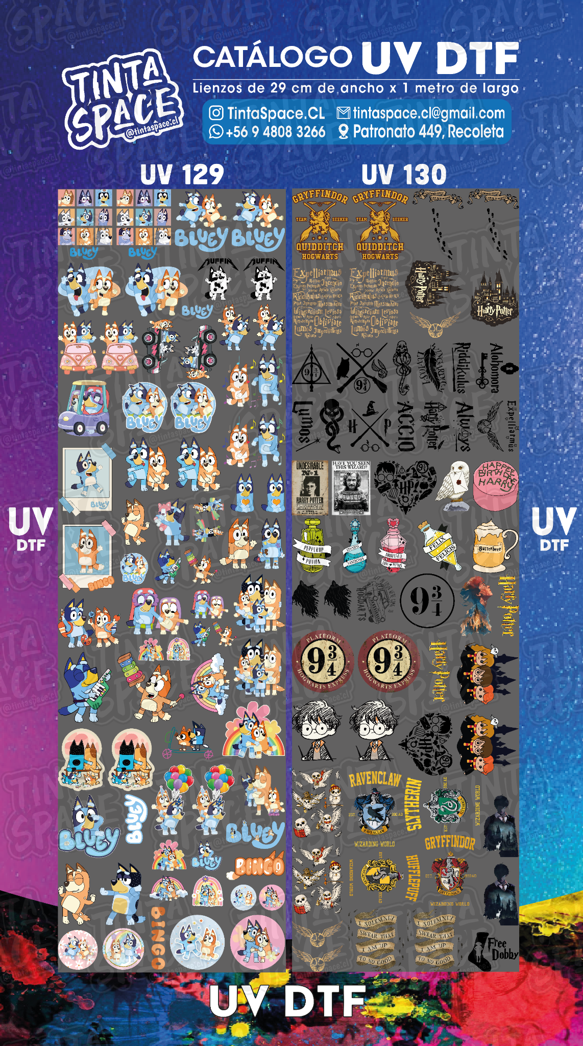 DTF UV — UV 129 y UV 130 (29 × 100 cm)