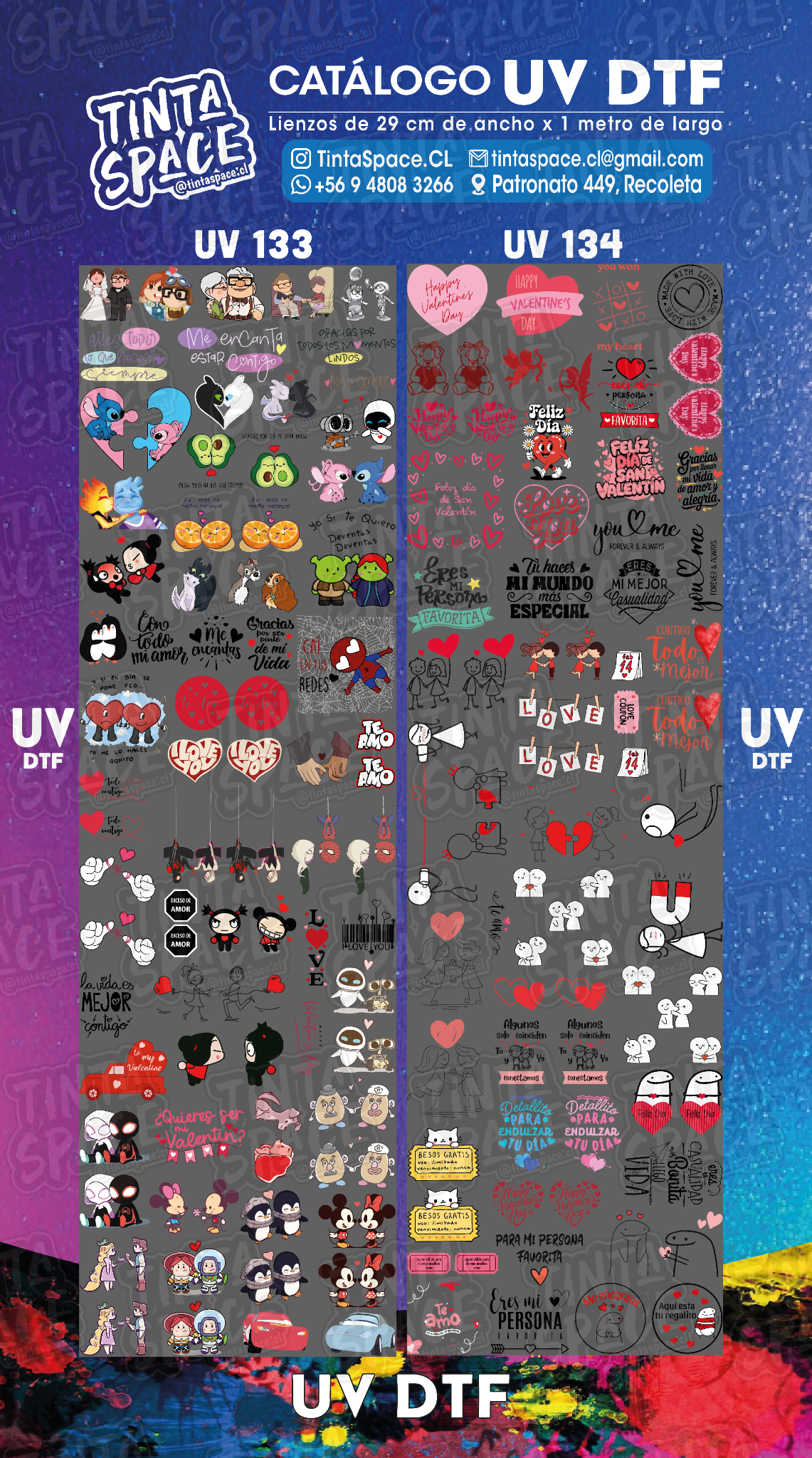 DTF UV — UV 133 y UV 134 (29 × 100 cm)