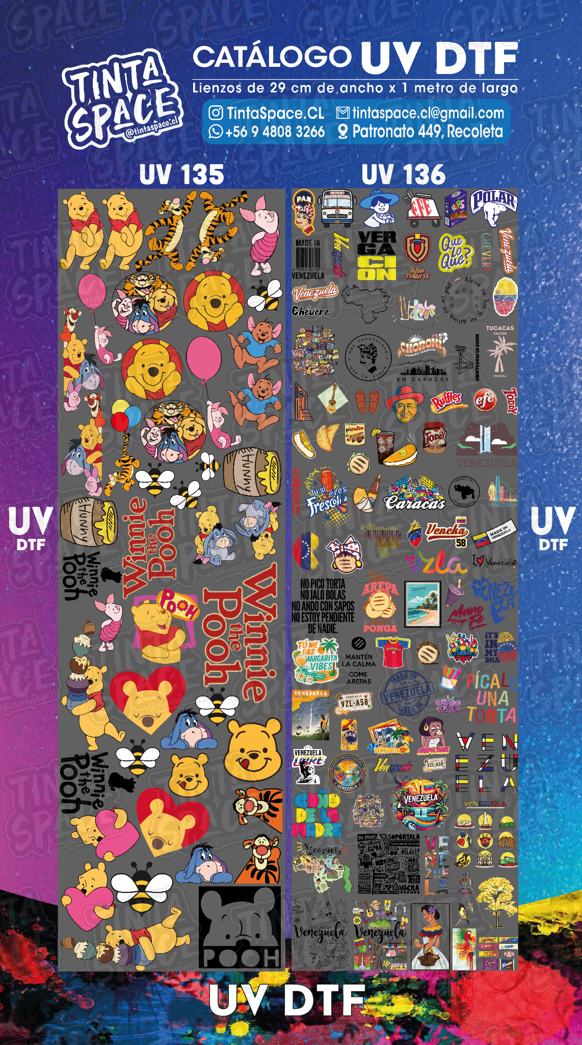 DTF UV — UV 135 y UV 136 (29 × 100 cm)