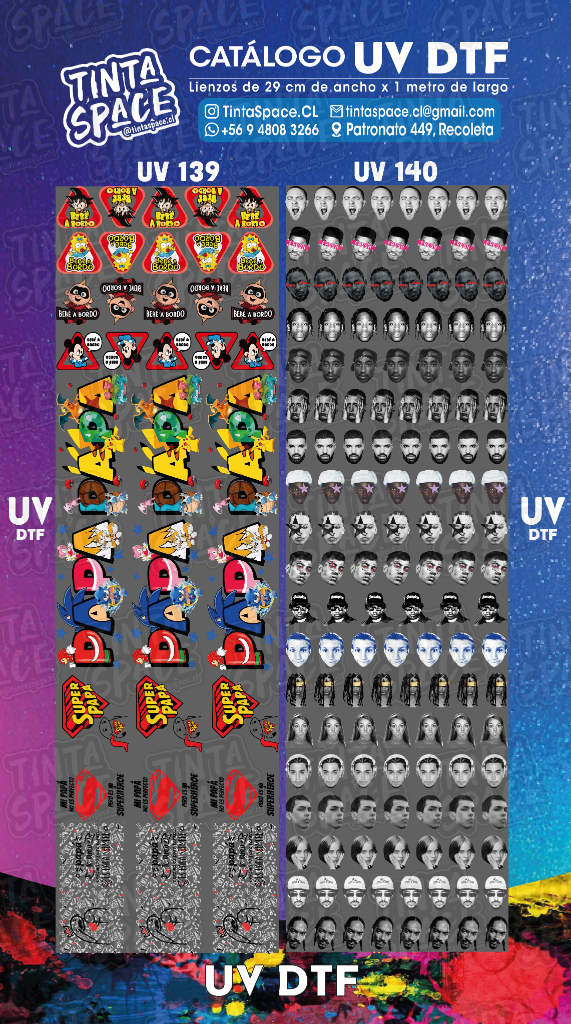 DTF UV — UV 139 y UV 140 (29 × 100 cm)