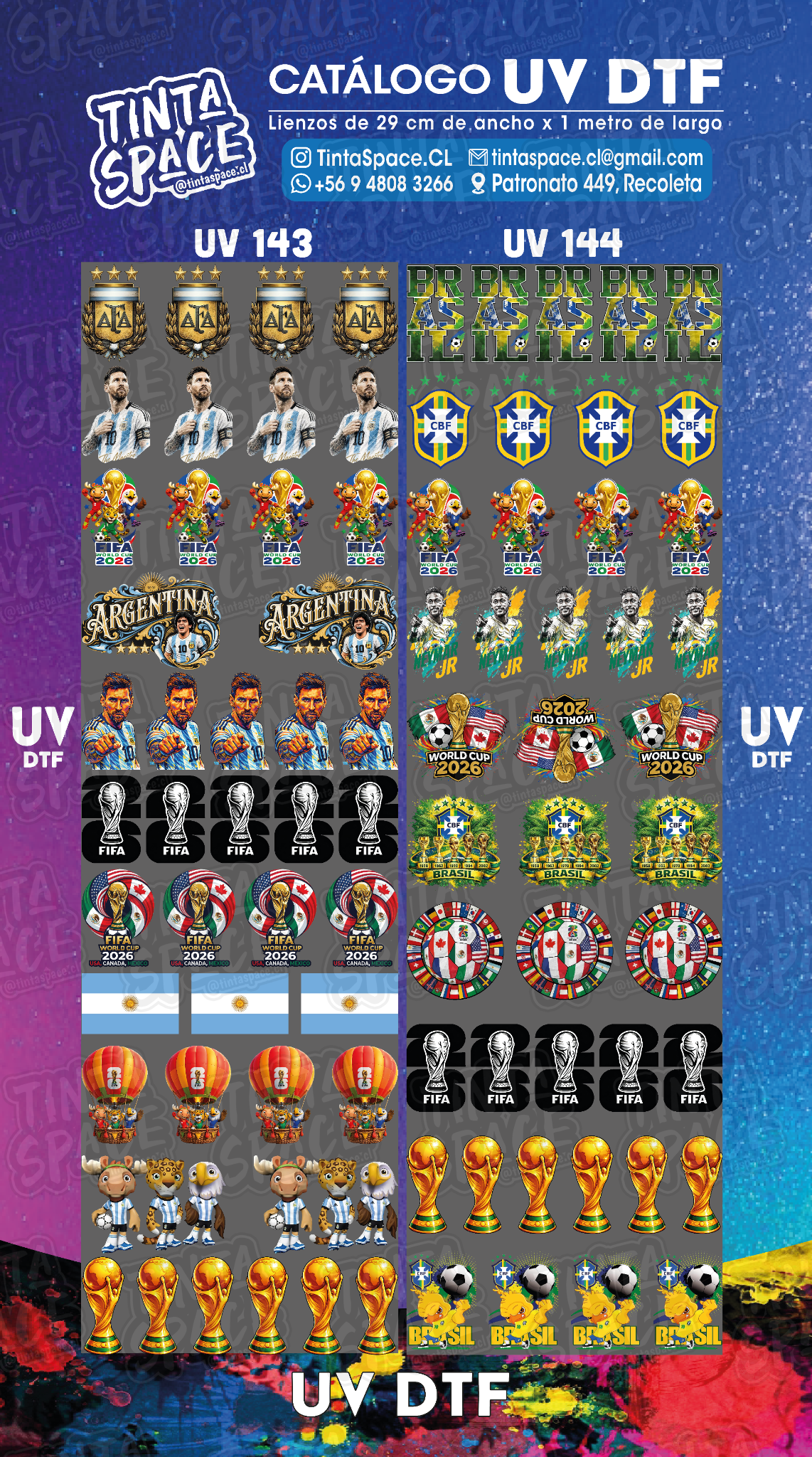 DTF UV — UV 143 y UV 144 (29 × 100 cm)
