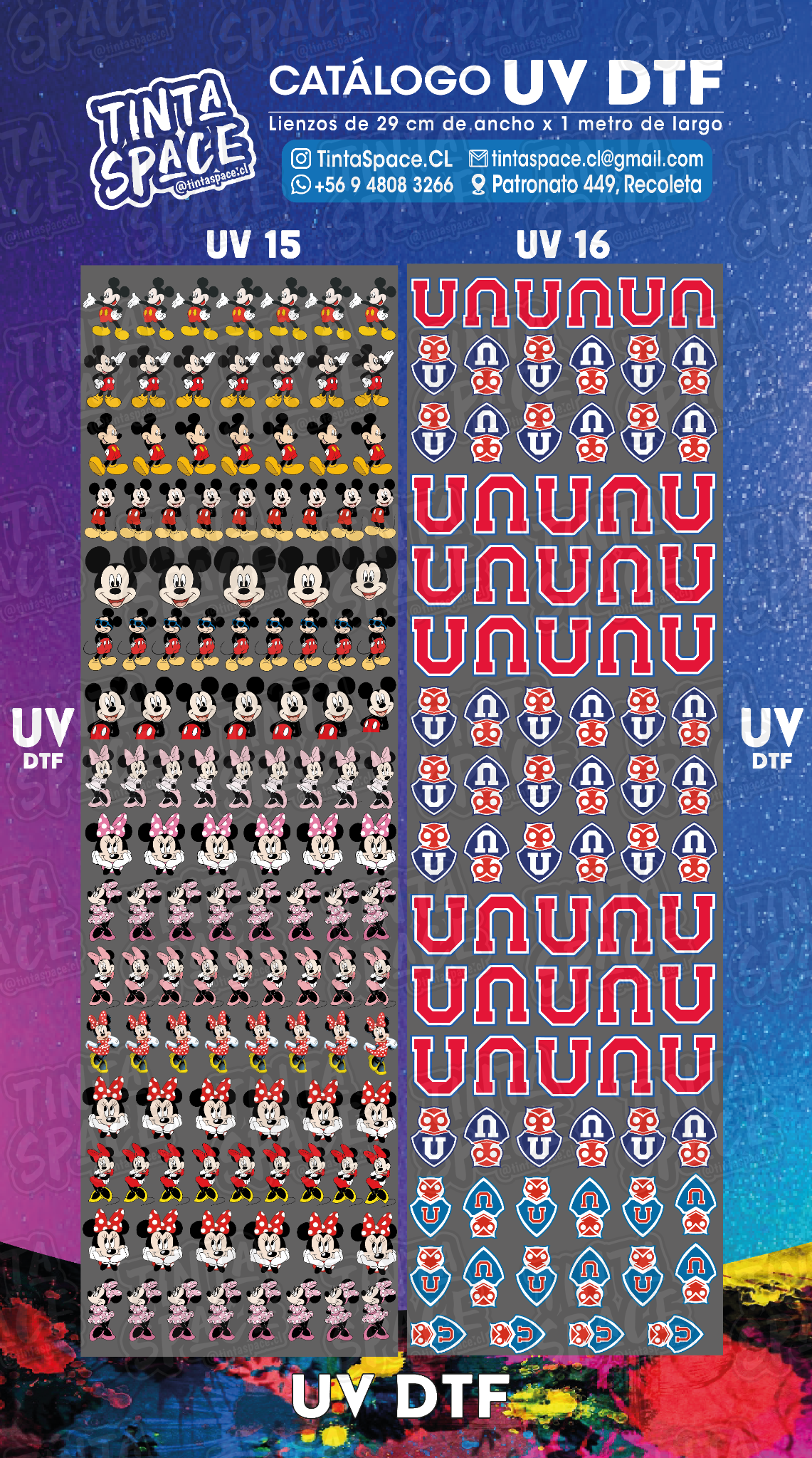 DTF UV — UV 15 y UV 16 (29 × 100 cm)