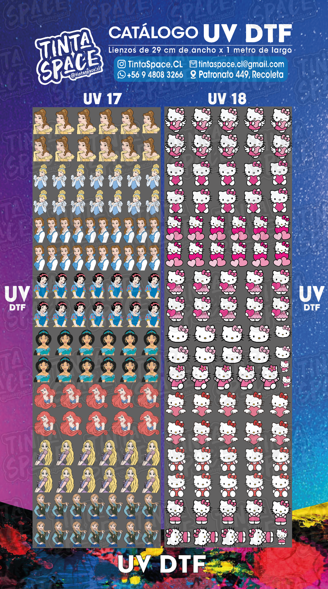 DTF UV — UV 17 y UV 18 (29 × 100 cm)