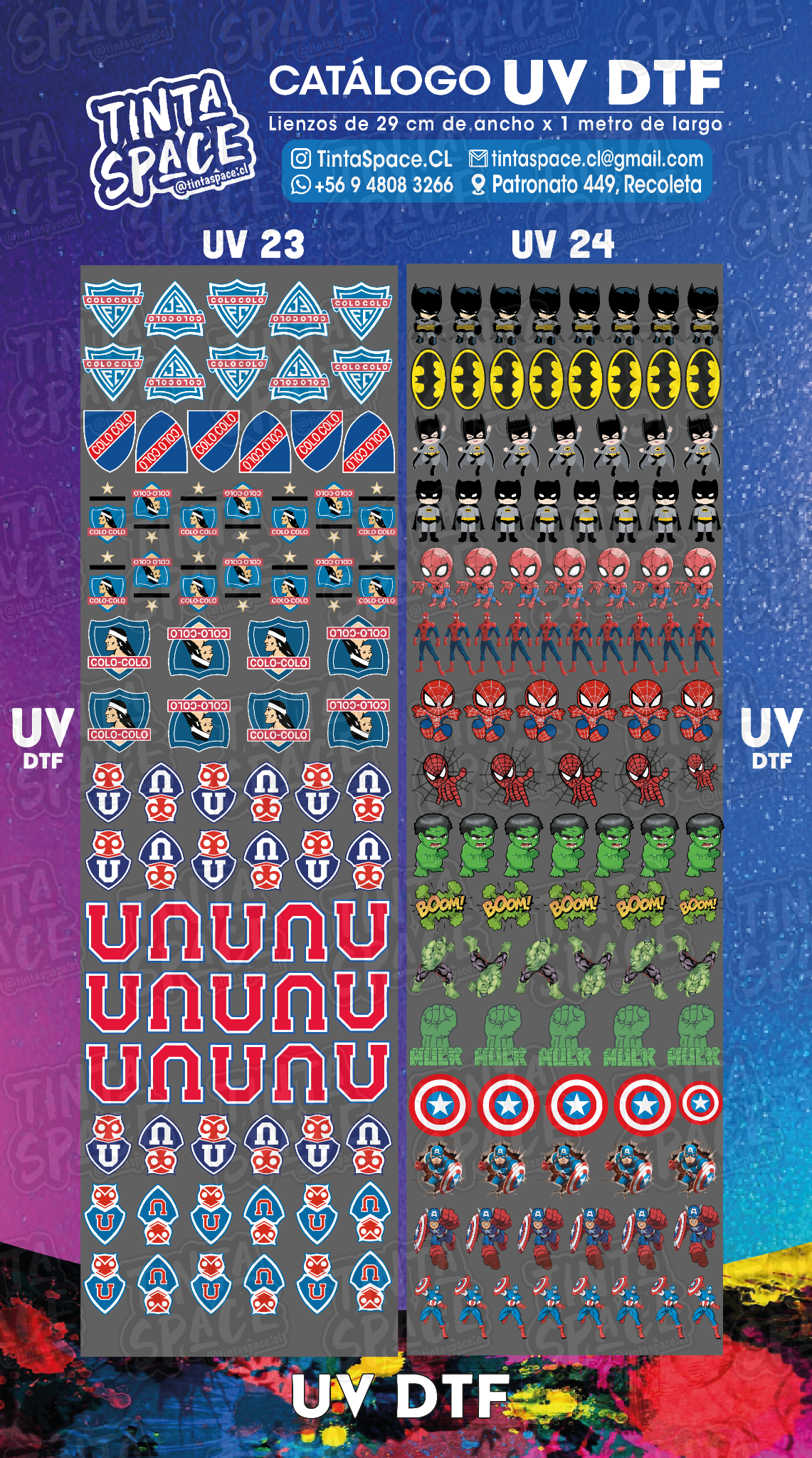 DTF UV — UV 23 y UV 24 (29 × 100 cm)