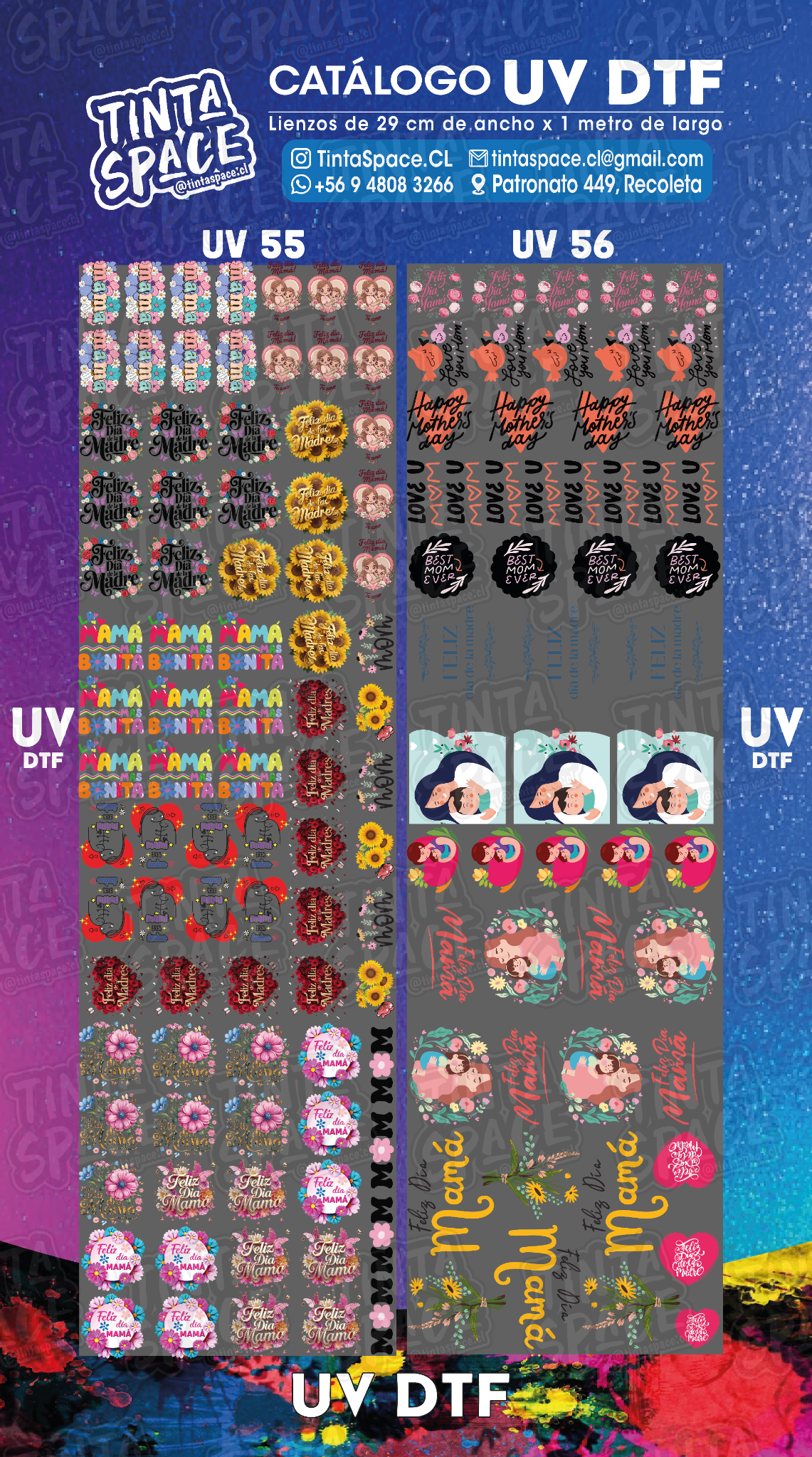 DTF UV — UV 55 y UV 56 (29 × 100 cm)