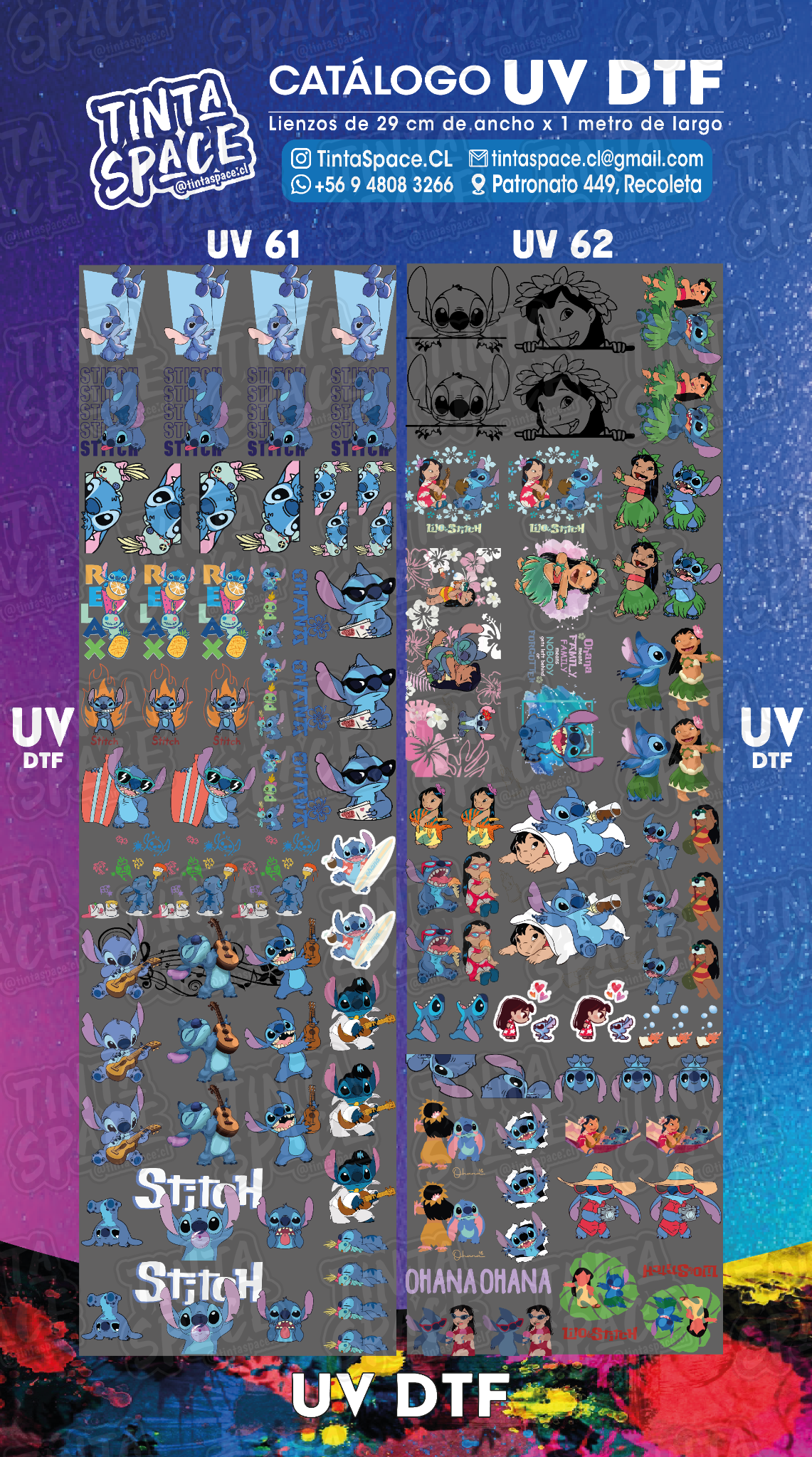 DTF UV — UV 61 y UV 62 (29 × 100 cm)