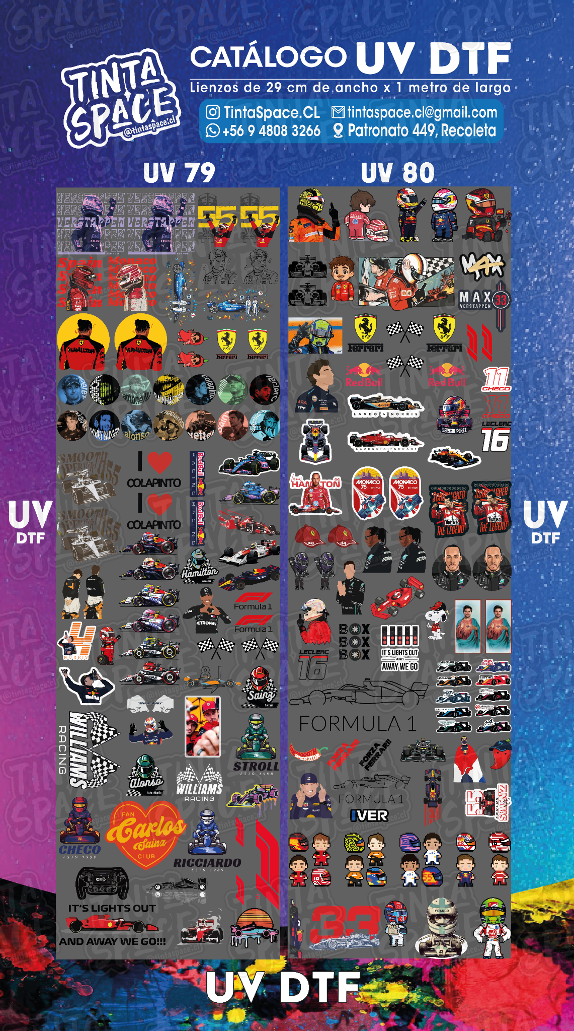 DTF UV — UV 79 y UV 80 (29 × 100 cm)