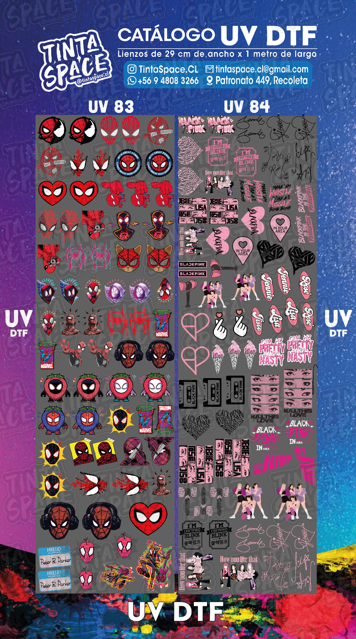 DTF UV — UV 83 y UV 84 (29 × 100 cm)