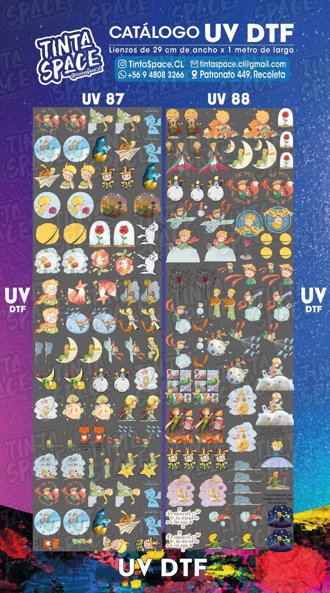 DTF UV — UV 87 y UV 88 (29 × 100 cm)