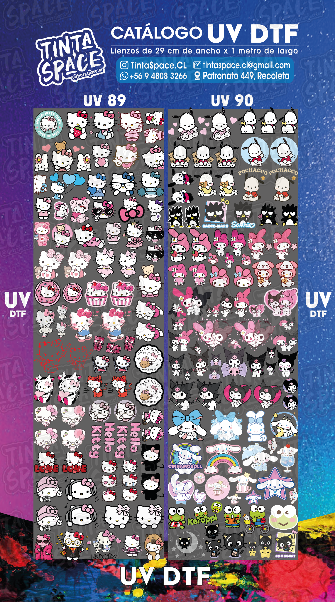 DTF UV — UV 89 y UV 90 (29 × 100 cm)