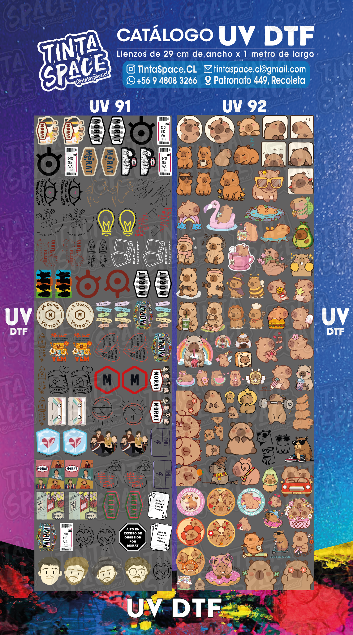 DTF UV — UV 91 y UV 92 (29 × 100 cm)