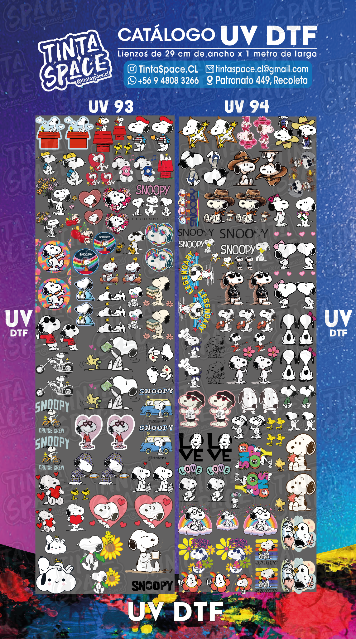 DTF UV — UV 93 y UV 94 (29 × 100 cm)