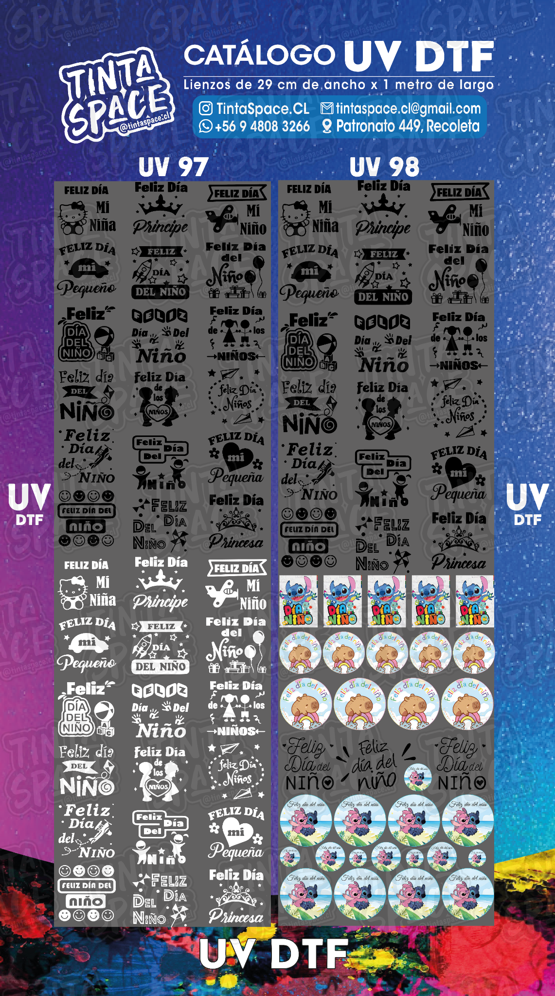 DTF UV — UV 97 y UV 98 (29 × 100 cm)