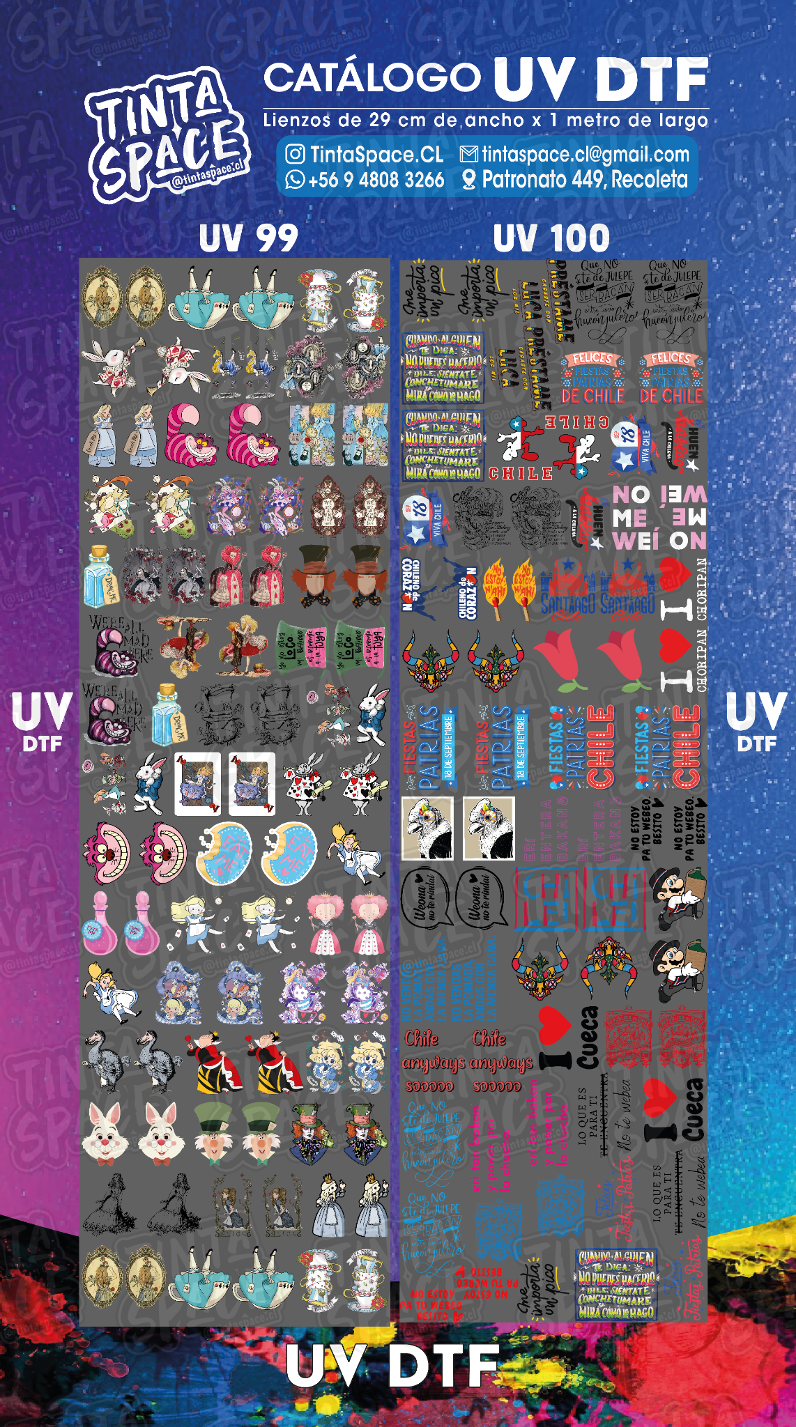 DTF UV — UV 99 y UV 100 (29 × 100 cm)