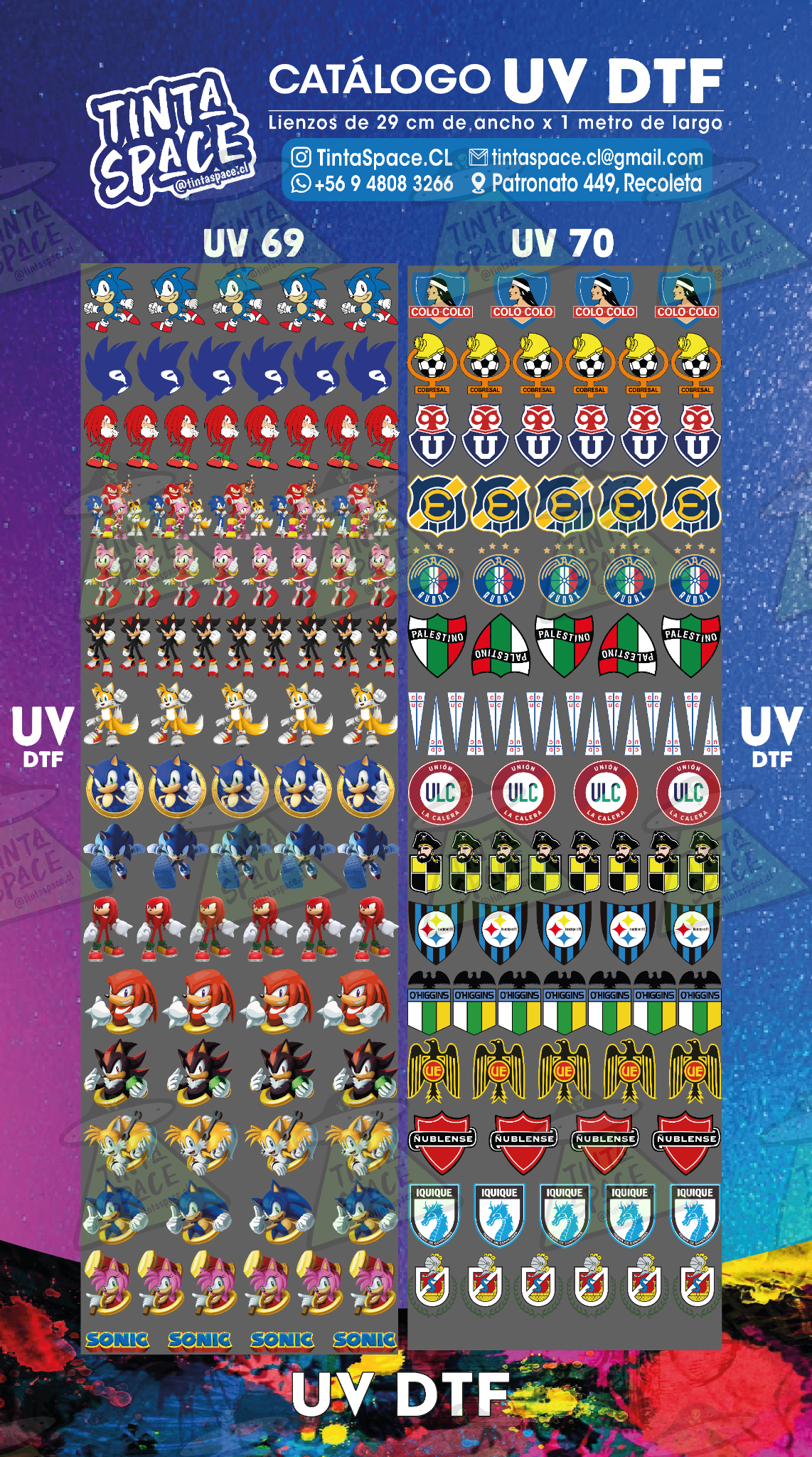 Catálogo DTF UV UV 69 y UV 70 con marca de agua suave Tinta Space