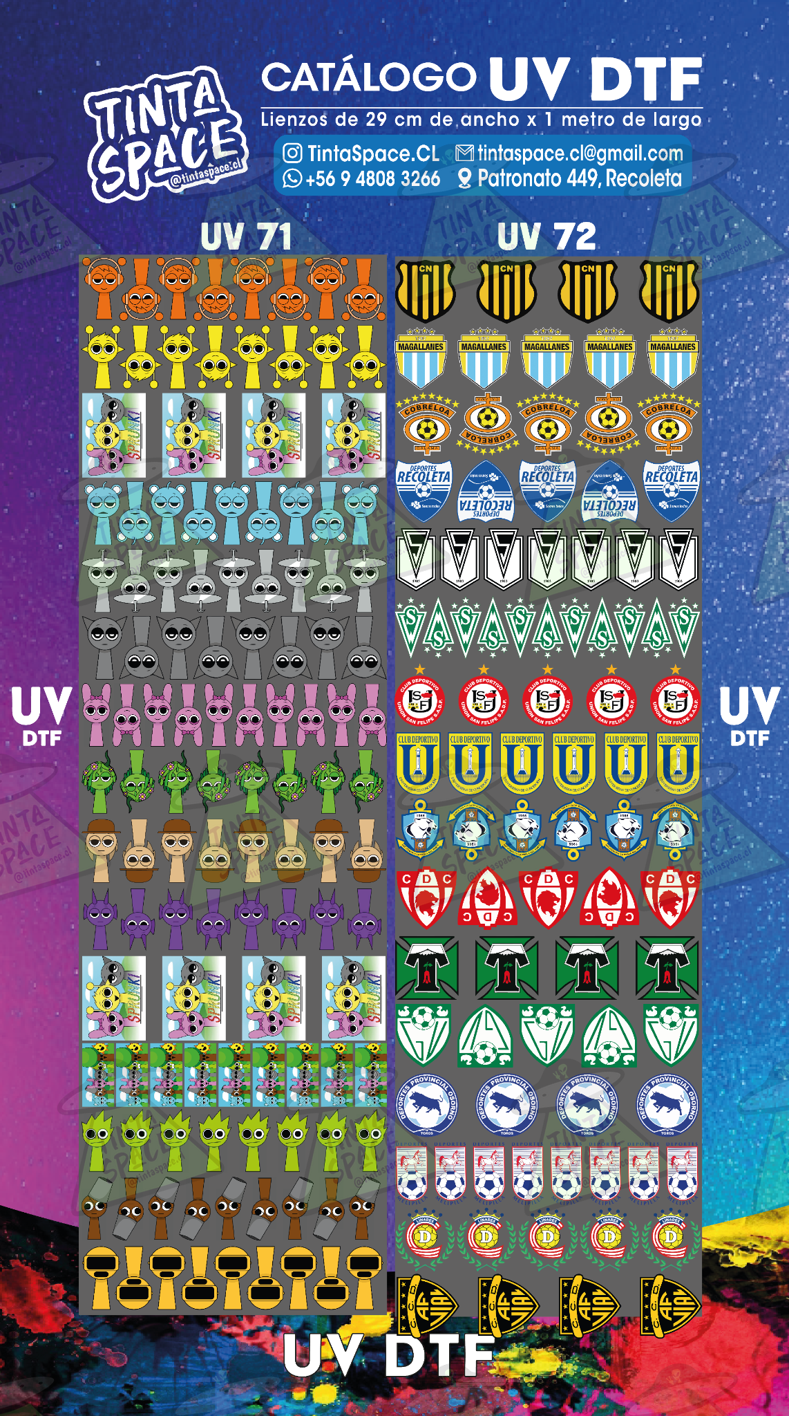 Catálogo DTF UV UV 71 y UV 72 con marca de agua suave Tinta Space